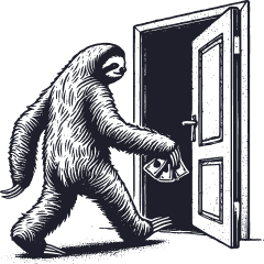 Illustration of a sloth to represent the title: Cut Churn