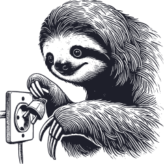 Illustration of a sloth to represent the title: Integrate Apps