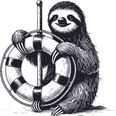 Illustration of a sloth to represent the title: Support Users